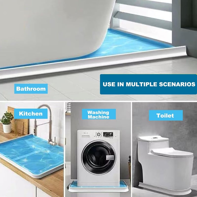 Ronsoile 3.8" High Shower Dam 39" Collapsible Shower Water Stopper, Shower Threshold Water Splash Guard, Guard for Walk in Shower, Water Guard Stopper for Floor, Shower Door Water Blocker - Image 5